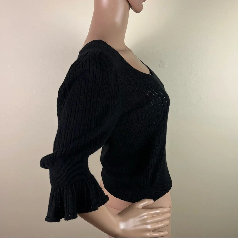 PAIGE BLACK POINTELLE KNIT TOP - Picture 4 of 5